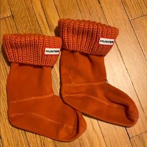 Hunter Kids Orange Knit Cuff Boot Socks
